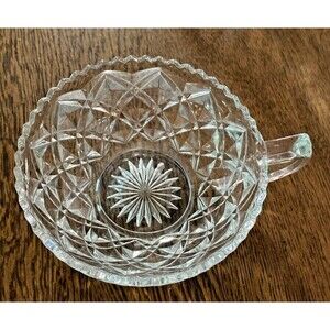 VTG Diamond Pattern Clear Glass Imperial Glass 5 1/2" Bowl Nappy with Handle